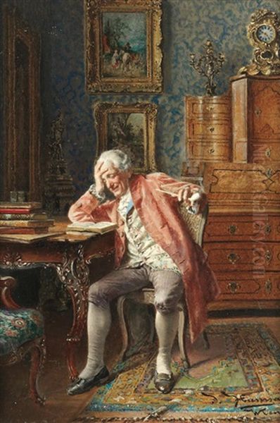 A Good Read Oil Painting by Johann Hamza