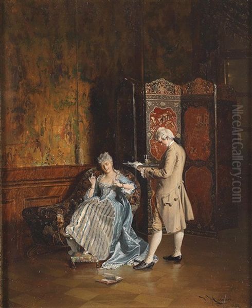 Musestunde Oil Painting by Johann Hamza