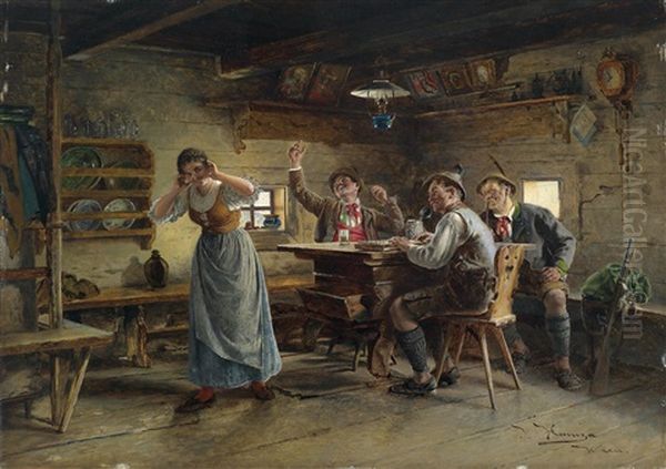 Musikalische Unterhaltung Auf Der Alm Oil Painting by Johann Hamza