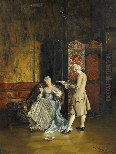 Der Aperitif Oil Painting by Johann Hamza