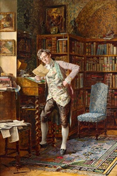 In Der Bibliothek Oil Painting by Johann Hamza