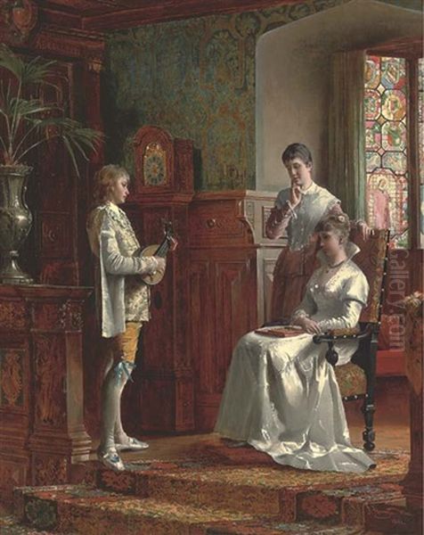 A Tune On The Lute Oil Painting by Johann Hamza