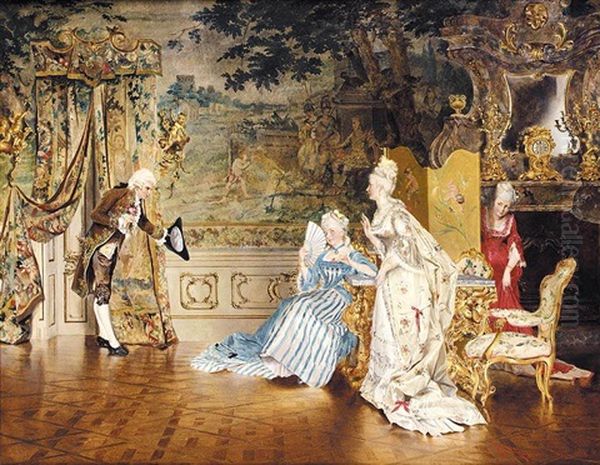 Der Verehrer (the Suitor) Oil Painting by Johann Hamza