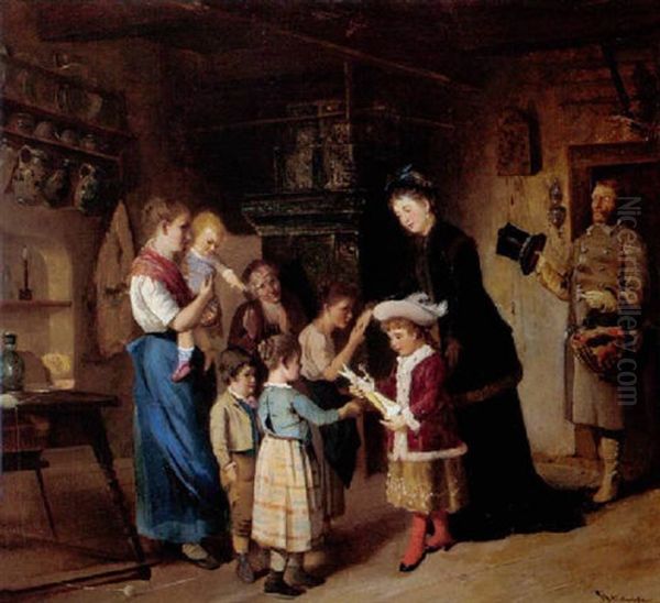 Die Weihnachtsgeschenke Oil Painting by Johann Hamza