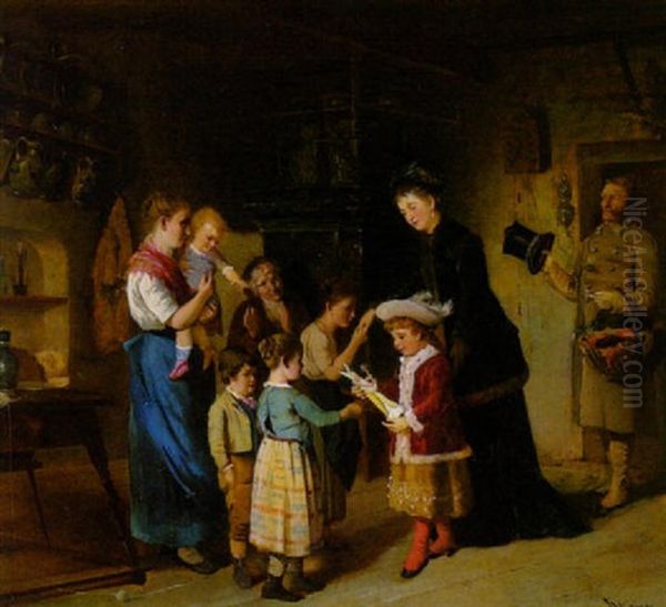 Das Weihnachtsgeschenk Oil Painting by Johann Hamza