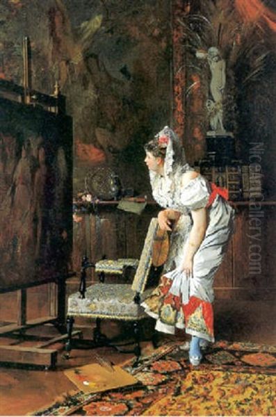 Im Atelier Oil Painting by Johann Hamza