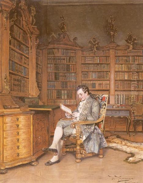 The Bibliophile Oil Painting by Johann Hamza