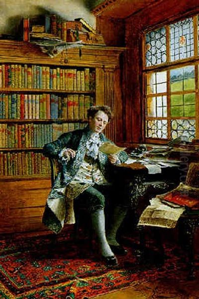 In Der Bibliothek Oil Painting by Johann Hamza