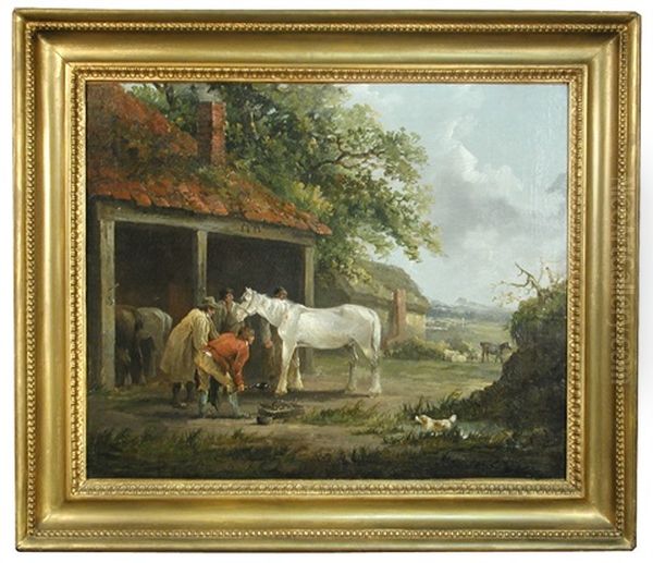 At The Blacksmith's Shop Oil Painting by Thomas Hand