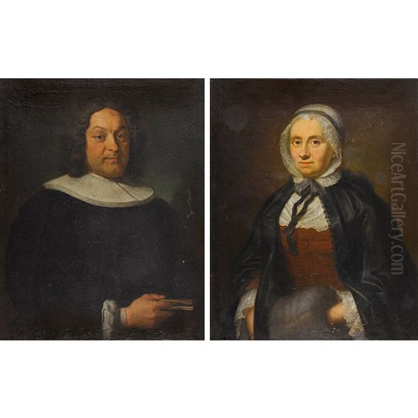 Portrats Von Hans Jacob Morell Und Einer Dame. Gegenstucke Oil Painting by Emmanuel Jakob Handmann