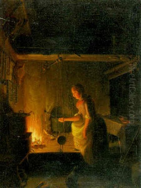 La Cuisiniere Oil Painting by Emmanuel Jakob Handmann