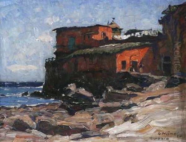 Haus Am Meer In Riposto Auf Sizilien Oil Painting by Georg Haenel