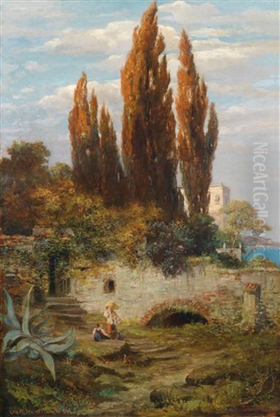 Partie Aus Dem Suden (capri?) Oil Painting by Ernst Hanfstaengl