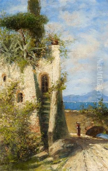 Blick Auf Den Vesuv Oil Painting by Ernst Hanfstaengl