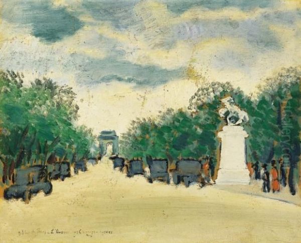 The Champs-elysees In Paris Oil Painting by Rezso Balint