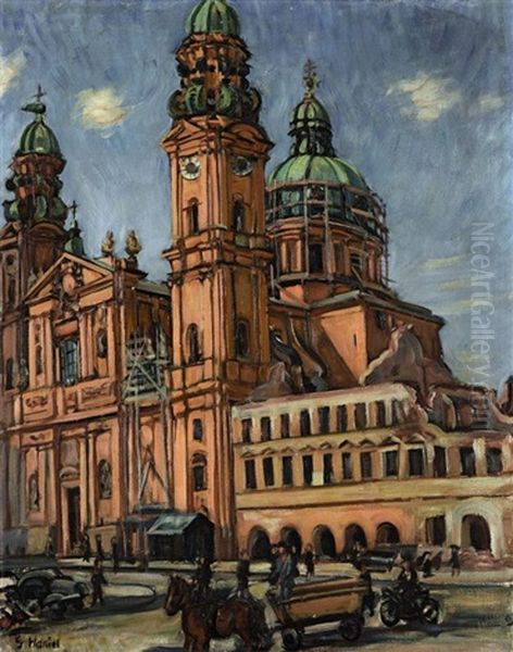 Blick Auf Die Theatinerkirche In Munchen Oil Painting by Gerhard von Haniel