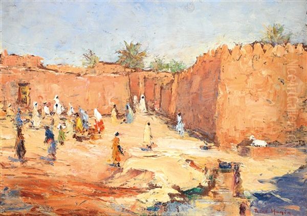 Algeriennes Au Bord De L'oued Oil Painting by Rene Hanin