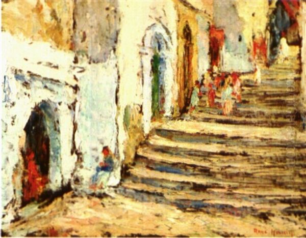 Rue D'alger Oil Painting by Rene Hanin