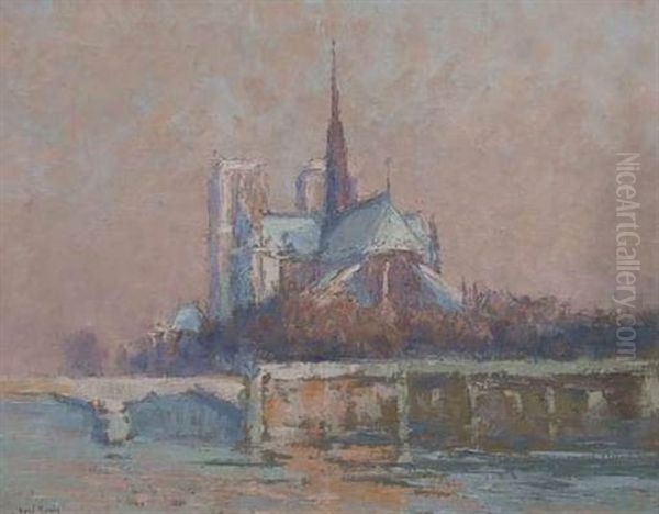 Notre-dame De Paris Oil Painting by Rene Hanin