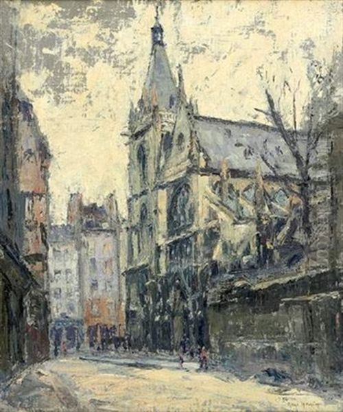 Paris, St Severin Le Soir Oil Painting by Rene Hanin