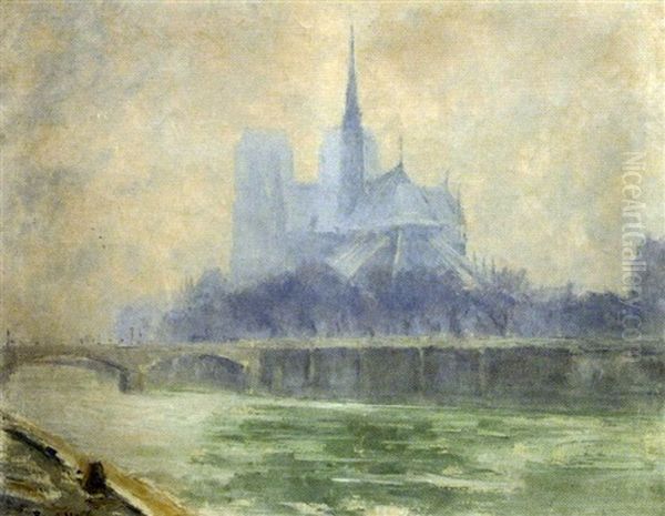 Notre-dame De Paris Oil Painting by Rene Hanin