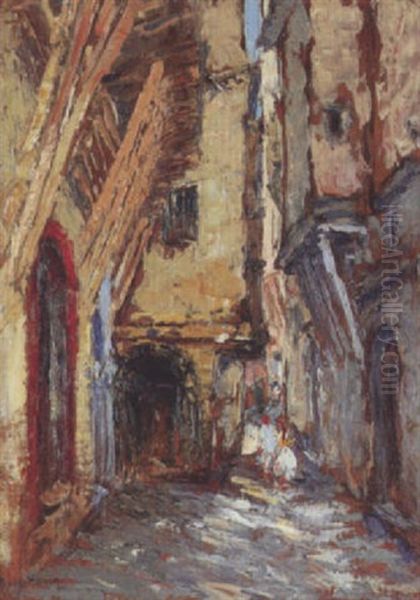 La Rue Kleber, Alger Oil Painting by Rene Hanin