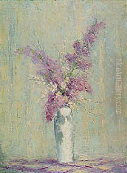 Bouquet De Lilas Oil Painting by Rene Hanin