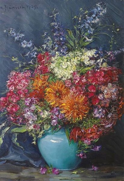 Sommerblumen Oil Painting by Alois Hanisch