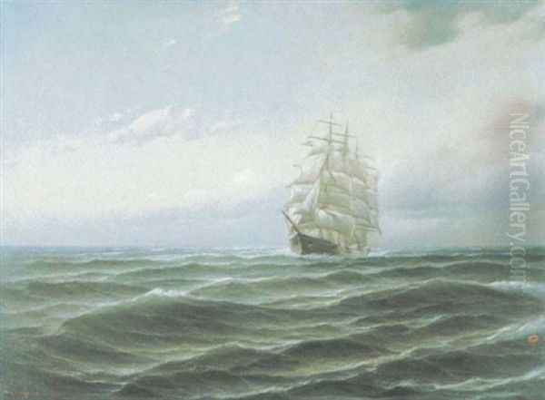 Vollschiff In Ruhiger See Oil Painting by Wilhelm Hanken