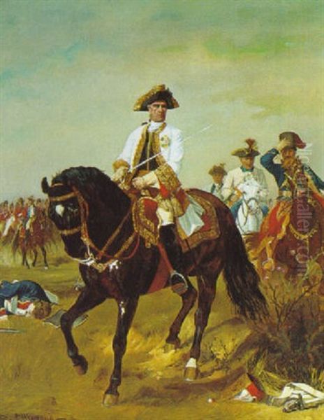 Feldmarschall Gideon Ernst Freiherr Von Laudon Auf Dem Schlachtfeld Bei Kunersdorf Oil Painting by Louis Hankes