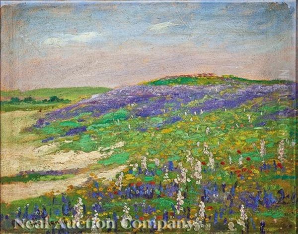 Flowering Field Oil Painting by Cornelius H. Hankins