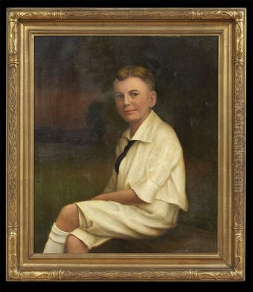 Portrait Of A Young Man Seated In A Landscape Oil Painting by Cornelius H. Hankins