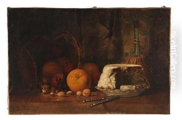 Still Life Of Christmas Repast Oil Painting by Cornelius H. Hankins