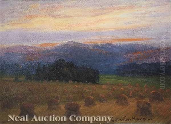 Wheatfields Of Tennessee Oil Painting by Cornelius H. Hankins