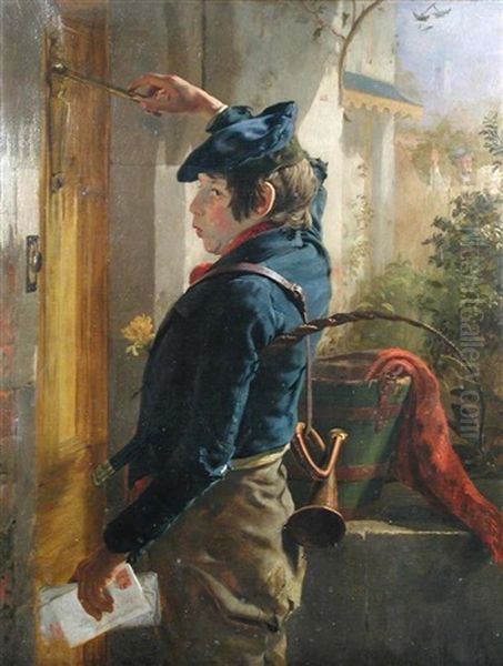 Confidence - The Post Boy Oil Painting by Robert Hannah