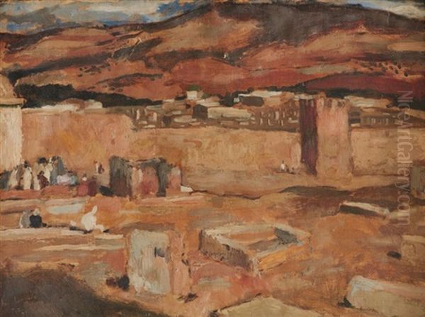 Paysage Anime Du Maroc Lively View In Morocco Oil Painting by Paul Hannaux