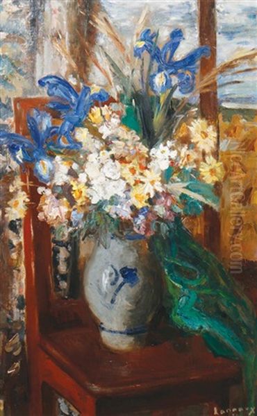 Still Life Of Daises And Gladioli Oil Painting by Paul Hannaux