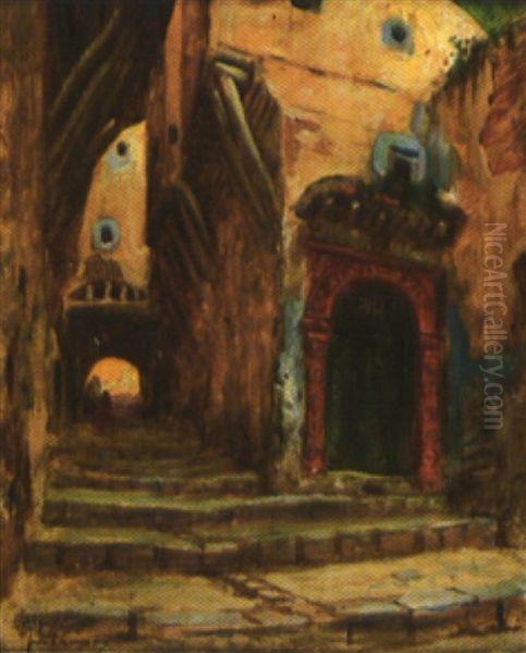 Rue De La Casbah, Alger Oil Painting by Paul Hannaux