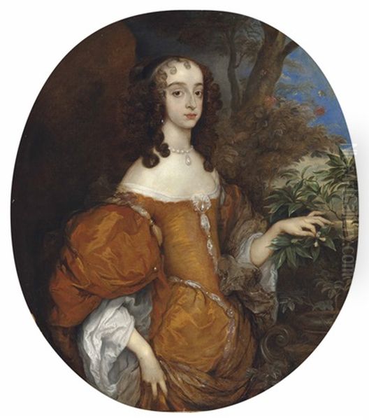 Portrait Of Mary, Princess Of Orange (1631-1660), Three-quarter-length (collaborations With Studio) Oil Painting by Adriaen Hanneman