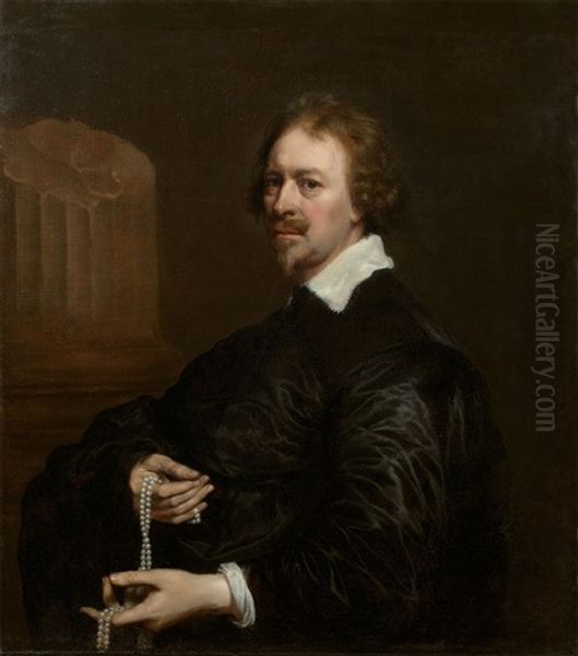 Portrait Of A Jeweller - Possibly A Son Of Nicasius Roussel, Jeweller To The Court Of King Charles I. Of England Oil Painting by Adriaen Hanneman