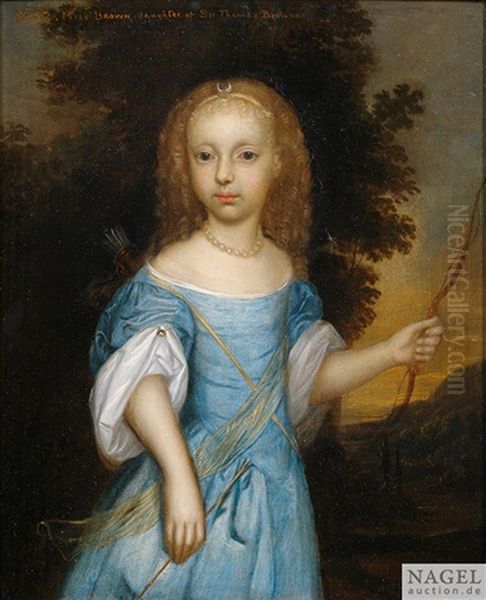 Bildnis Eines Madchens Im Blauen Kleid Als Gottin Diana Oil Painting by Adriaen Hanneman