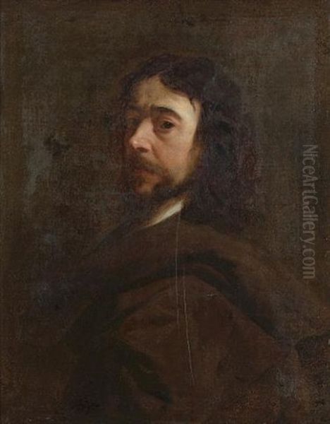 Portrait Of A Bearded Gentleman In A Brown Wrap Oil Painting by Adriaen Hanneman