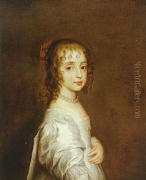 Portrait D'henriette-marie, Fille D'henri Iv, Reine D'angleterre Oil Painting by Adriaen Hanneman