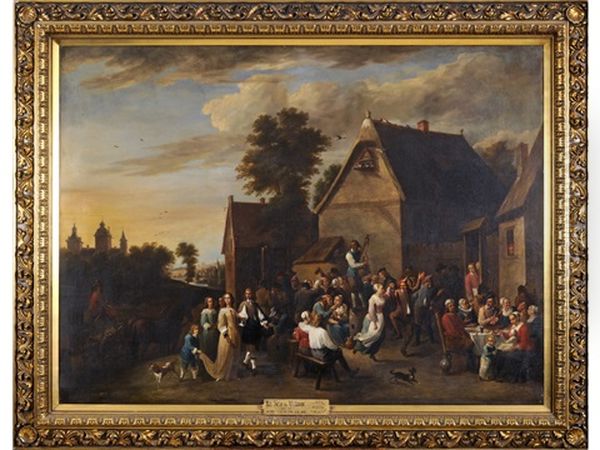 La Fete Du Village (flemish Kermesse) Oil Painting by Henri Hanneton