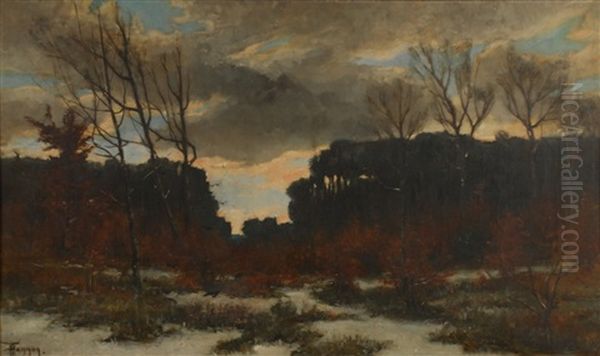 Paysage Au Crepuscule Oil Painting by Theodore Hannon