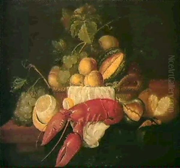 Nature Morte Aux Fruits Et Au Homard Oil Painting by Johannes Hannot