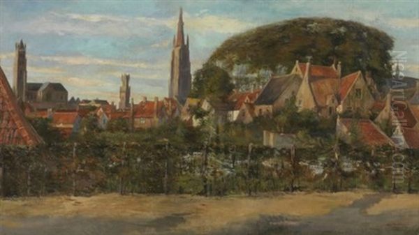 Vue De Bruges Oil Painting by Alexandre Hannotiau