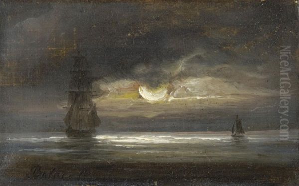 Two Sailing Boats By Moonlight Oil Painting by Peder Balke