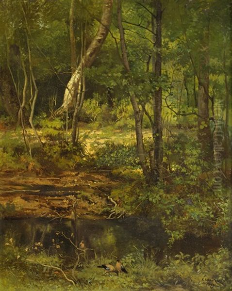 Source Dans Le Sous-bois Oil Painting by Hector Charles Auguste Octave Constance Hanoteau