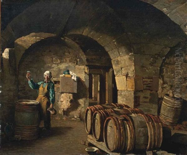 The Wine Taster Oil Painting by Hector Charles Auguste Octave Constance Hanoteau